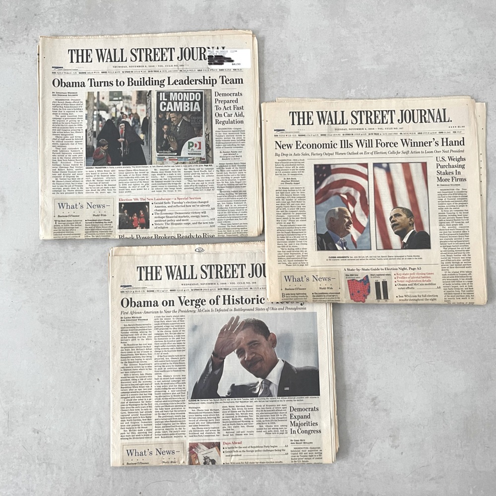 2008 Wall Street Journal - President Obama - 3 newspapers.